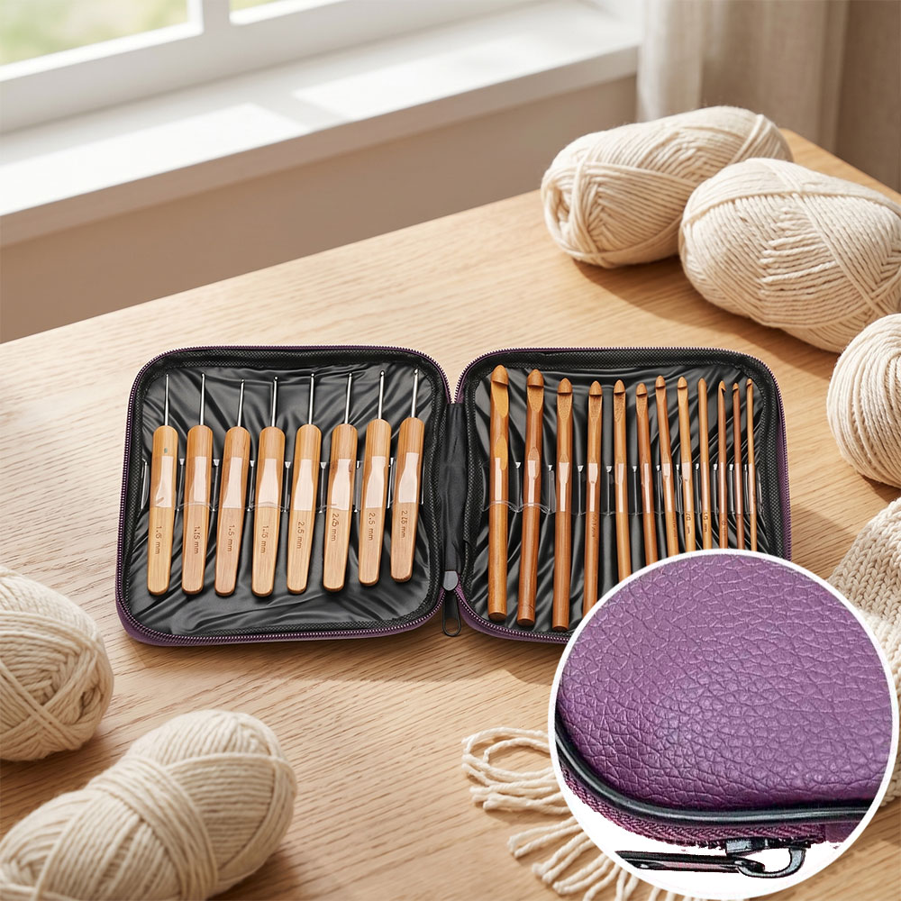74pcs Bamboo Crochet Hooks Set - Tool Bag recension och pris